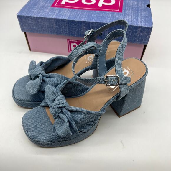 Pop Womens Giving Heeled Sandals Chambray Blue Size 6M - Picture 5 of 10